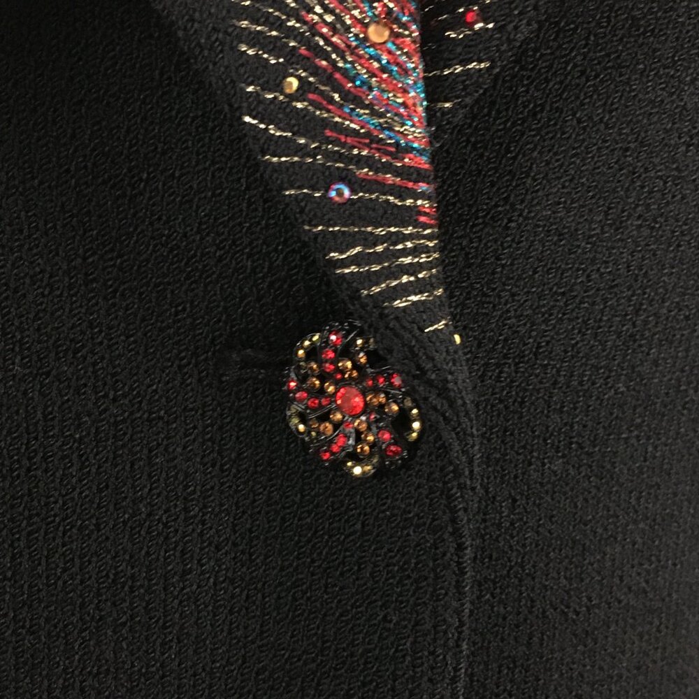 BEAUTIFUL st john evening knit black rhinestones embellished skirt suit 14 16 - Picture 7 of 11